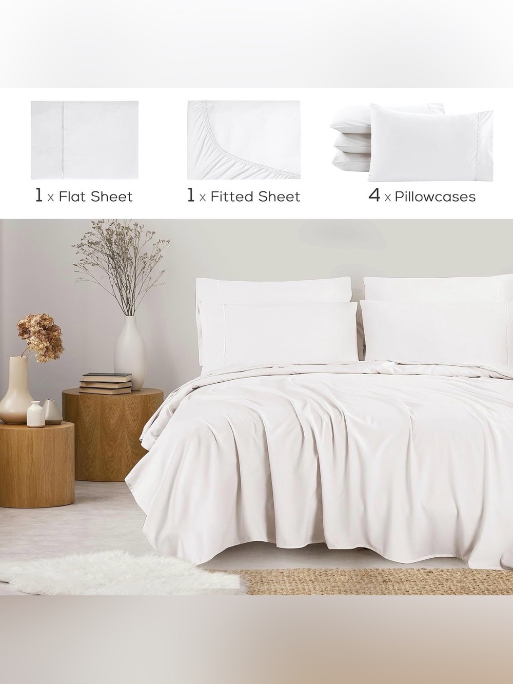 6 Piece Queen Bed Sheets Set – Ultratemp Cooling Technology, Oeko-TEX Certified - Picture 3 of 10